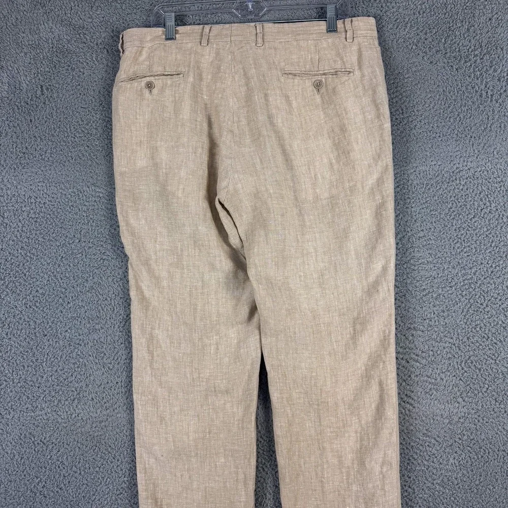 Jos A Bank 1905 Dress Pants Mens 36x31 Beige Linen Flat Front Straight Summer